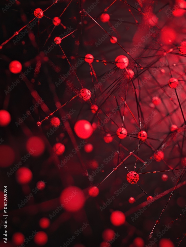 Aufkleber digital network of glowing red dots generative ai
