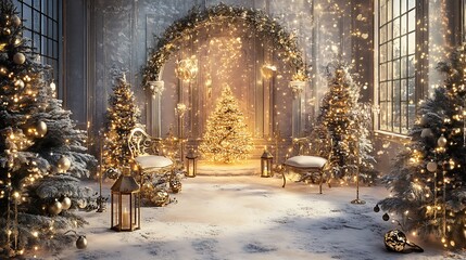 New Year holiday cards layout with elegant designs