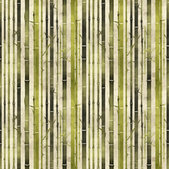 Fototapeta premium Seamless bamboo pattern in green and beige colors, organic design for textile or wallpaper.