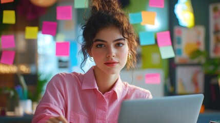 The Young Woman at Laptop