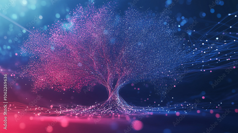 Poster a stylized tree growing from a network of digital lines, with each branch representing new business 