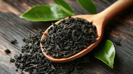 green tea on spoon