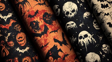 Halloween vintage-style patterns with classic horror motifs