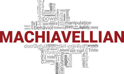 Machiavellian word cloud conceptual design isolated on white background.