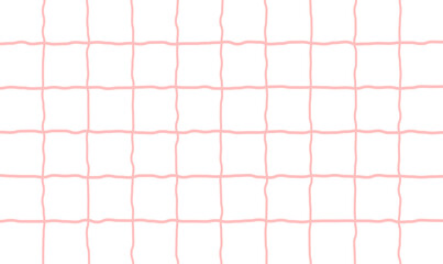 Naklejka premium ラフなチェック柄（ピンク）、手描き、グラフチェック、ラインチェック、方眼、背景素材