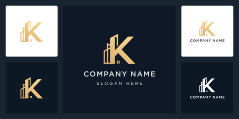 Unique letter K residence logo and icon editable