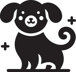 Fototapeta premium funny lovely and cute simple design, singer and dancing dog silhouette