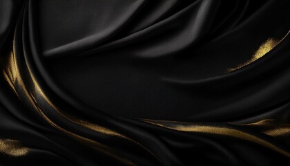 Obraz premium Elegant black fabric with gold accents. Perfect for a luxurious background or design.