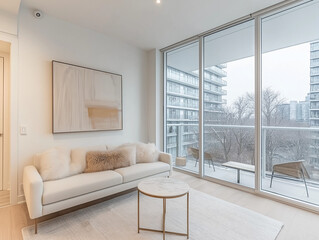 Modern Living Room with Balcony View 