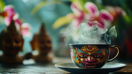 cup of tea and flowers