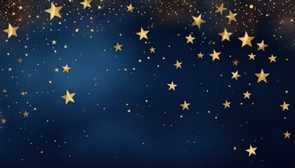 Fototapeta premium A dark blue background with scattered gold stars, perfect for a festive or magical design.
