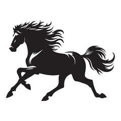 Horse galloping Silhouette  vector black color and solid white background