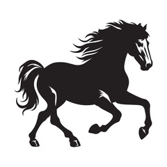 Horse galloping Silhouette  vector black color and solid white background