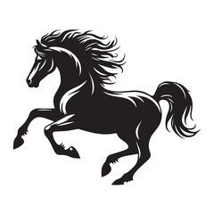 Horse galloping Silhouette  vector black color and solid white background