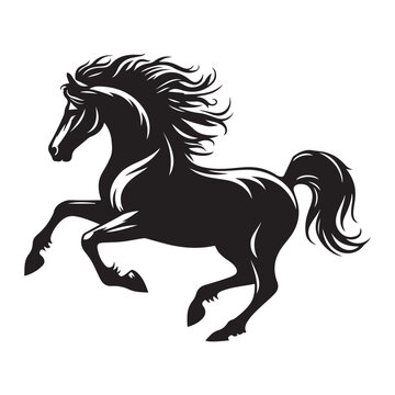 recommend clip art: Horse galloping Silhouette  vector black color and solid white background