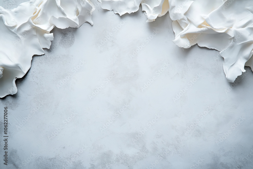 Poster soft white fabric draping elegantly over a smooth light gray surface in a well-lit setting