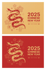 Vector chinese new year 2025 year of snake, new year and traditional festival concept, greeting card and background