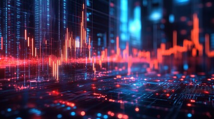 Obraz premium Futuristic Global Market Trends Forecast 3D Illustration