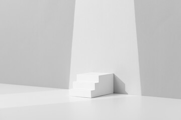 Cosmetics Product Presentation Scene made with White Staircase Prop with Soft Light - Ideal for...
