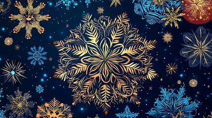 New Year creative mandala patterns with festive motifs