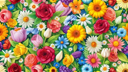 Colorful Floral Seamless Pattern Design