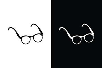 High Quality Spectacle And Goggles Silhouette Vector Icons With Black And White Backgrounds.