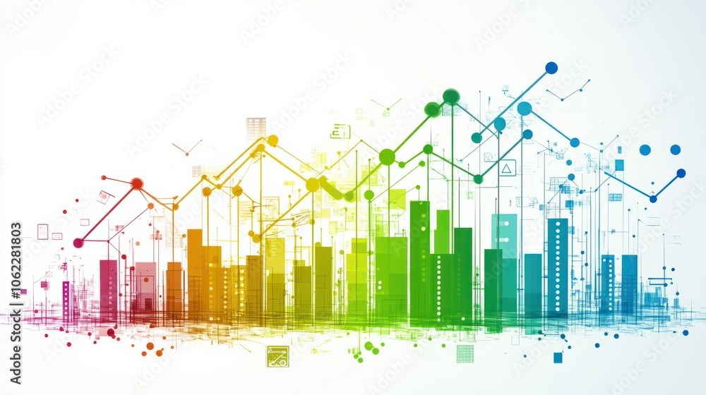 Aufkleber abstract design of a growing business graph powered by digital circuits symbolizing technology-fuele