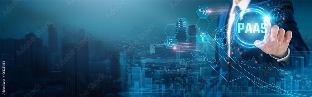 Poster paas (platform as a service): cloud computing, scalability, development tools, application hosting, 