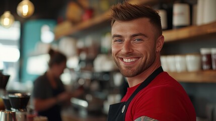 Fototapeta premium The Smiling Barista at Work