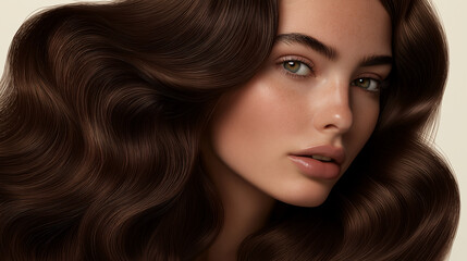 Naklejka premium woman with beautiful hair, hair care concept