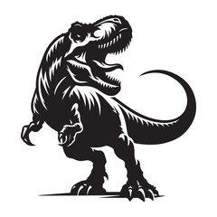 T-rex roaring Silhouette  vector black color and solid white background