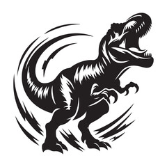 T-rex roaring Silhouette  vector black color and solid white background