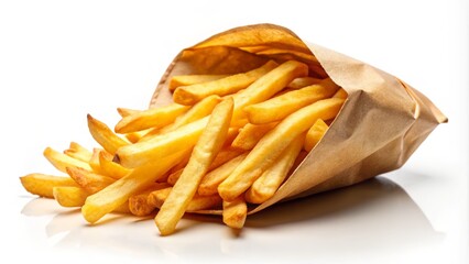 Crispy French Fries in Traditional Paper Bag