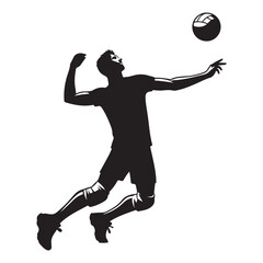 Volleyball player serving Silhouette  vector black color and solid white background
