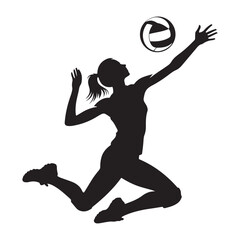 Volleyball player serving Silhouette  vector black color and solid white background