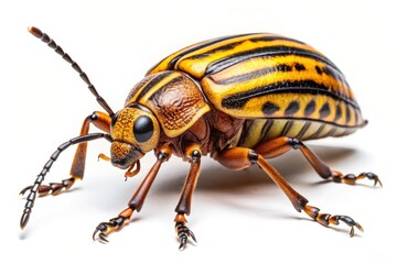 Yellow and Brown Striped Bug with Black Head