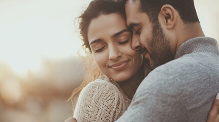 Loving Indian Couple Embracing During Difficult Times