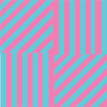 Pattern tile with assorted stripes in quarters - pink and blue