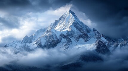 Obraz premium Rocky Mountain Peak with Panoramic Views and Snow