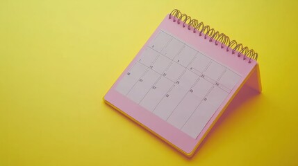 close up of calendar on the yellow background, planning for business meeting or travel planning concept