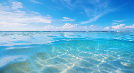 Obraz premium coral blue water background, oceanic view of coral blue water, underwater life