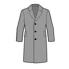 Classic Men Long Coat Vector Cartoon Gray Trench Coat vector Illustration