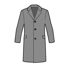 Classic Men Long Coat Vector Cartoon Gray Trench Coat vector Illustration
