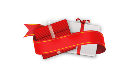 Christmas Banners and Ribbons Elements with Christmas Decoration Elements.