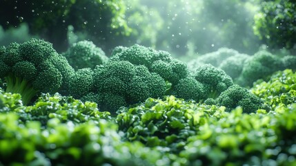 Fresh and Vibrant Green Broccoli Vegetable on a Colorful Background Perfect for Healthy Eating Promotion