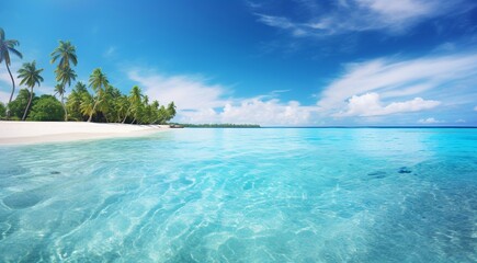 Fototapeta premium coral blue water background, oceanic view of coral blue water, underwater life