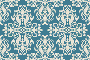 Ikat paisley embroidery on the fabric in Indonesia, India and Asian countries.geometric ethnic oriental seamless pattern.Aztec style. illustration. design for texture, fabric,clothing,wrapping,carpet.