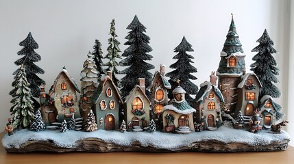 Fototapeta premium Christmas whimsical holiday village scenes