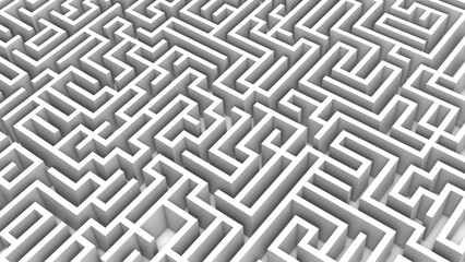Puzzle Rectangular Maze Background in 3D Geometry in White Color