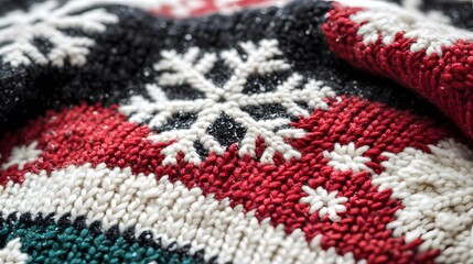 Fototapeta premium Christmas Nordic knit patterns with snowflakes